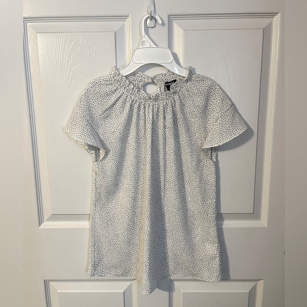 White Polka Dot Dressy Top